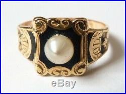 Bague OR massif 18k + perle ancien 19e siècle gold ring pearl