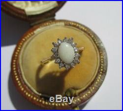 Bague Pompadour ancienne opale 0,45ct & diamants 0,28ct Or 18 carats gold 750