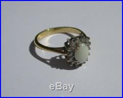 Bague Pompadour ancienne opale 0,45ct & diamants 0,28ct Or 18 carats gold 750