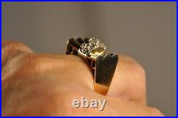 Bague Tank Ancien Or Massif 18k Diamants Antique Solid Gold Diamond Ring 7,3gr