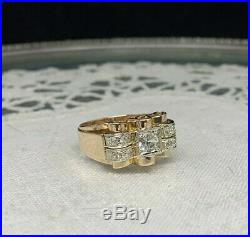Bague Tank Ancienne Or Rose 18K 750 Vintage gold ring Art Deco 1950