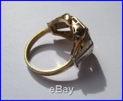 Bague Tank ancienne Art Déco Diamant Or 18 carats 3,7g French gold 18K 750