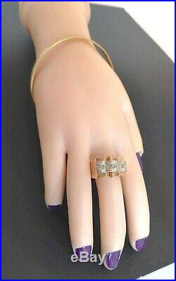 Bague Tank ancienne / Diamants taille Rose / OR 2 tons 18k /18 carats / 750/1000
