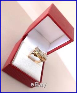 Bague Tank ancienne / Diamants taille ancienne / OR 2 tons 18k / Joaillerie 750