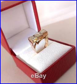 Bague Tank ancienne / Diamants taille ancienne / OR 2 tons 18k / Joaillerie 750