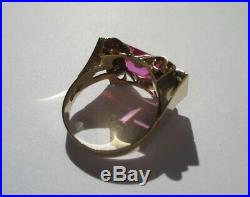 Bague Tank ancienne rubis Verneuil Or 18 carats French gold ring 750