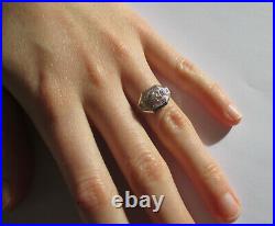 Bague ancienne Art Déco Diamants or blanc 18 carats et platine French ring 750