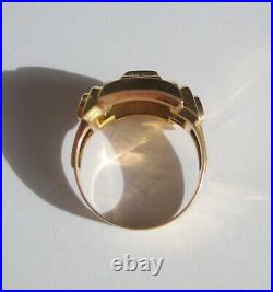 Bague ancienne Art Déco pierre blanche Or rose 18 carats French gold ring 750