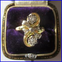 Bague ancienne Nud Toi et Moi diamants Or 18 carats French gold ring 750