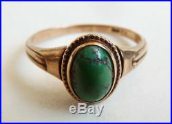 Bague ancienne OR 9k et turquoise Bijou ancien gold ring