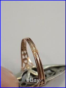 Bague ancienne Or jaune 18 Carats et Argent Sertie T54 silver gold ring