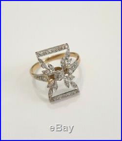 Bague ancienne Or jaune 18 Carats sertie de Diamants taille rose T54 gold ring