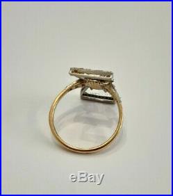 Bague ancienne Or jaune 18 Carats sertie de Diamants taille rose T54 gold ring