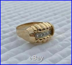 Bague ancienne TANK Or Rose 1950 Godrons 18K 750 Vintage gold ring Art Deco
