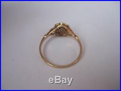 Bague ancienne XIX or massif diamant perle antique french gold ring pearl