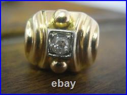 Bague ancienne années 30/40 et diamant en or 18 carats taille 52