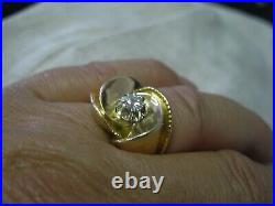 Bague ancienne années 40 en or 18 carats et diamants taille 54