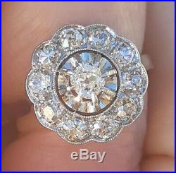 Bague ancienne art-déco DIAMANTS or 18 carats platine TBE ring vintage diamond