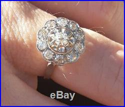 Bague ancienne art-déco DIAMANTS or 18 carats platine TBE ring vintage diamond