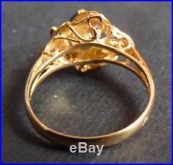 Bague ancienne en OR massif 18k + saphir + diamants Bijou ancien gold ring