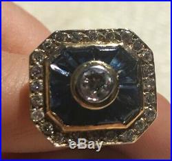 Bague ancienne en Or 18 carats saphirs diamants Antique Gold & diamond Art Deco