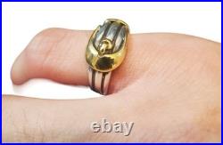 Bague ancienne en argent 18 carats taille 10 Italie bijou plaqué or du Japon