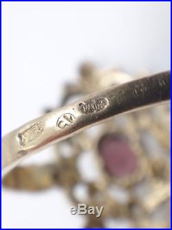 Bague ancienne en argent massif vermeil améthyste et diamants 1900 T54