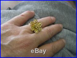 Bague ancienne fleur filigrane en or 18 carats taille 53