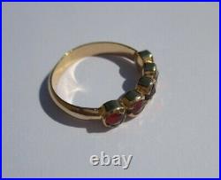 Bague ancienne jonc jarretière grenat Or rose massif 18 carats gold ring 750