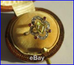 Bague ancienne pierres de couleur diamants Or 18 carats 750 French gold 750