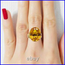 Bague ancienne solitaire femme or jaune 18k grande topaze 7 carats ring vintage