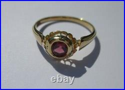 Bague ancienne très beau grenat or massif 18 carats French gold ring 750