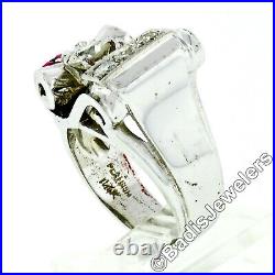 Bague boucle diamant rétro antique or blanc platine 0,79 cctw taille mine européenne