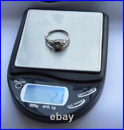 Bague de fiançailles antique en diamant art déco platine 0,10 ct H SI1 taille 4,5