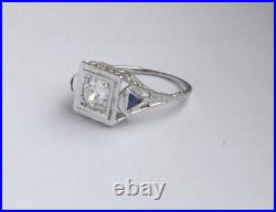 Bague de fiançailles diamant filigrane années 1920 art déco 18k 0,65 VS1 H couleur