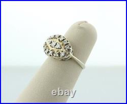 Bague de fiançailles ovale art déco or blanc 14 carats 0,33 ct diamant antique taille 5