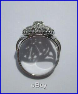 Bague dôme ancienne Art Déco Diamants Or blanc 18 carats French gold ring 750