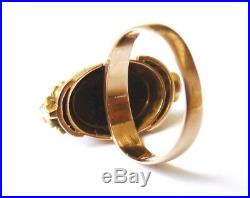Bague en OR massif 18k + onyx + diamant ancien 19e siècle gold ring