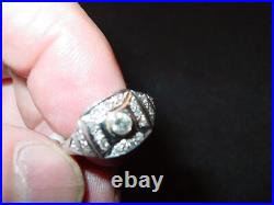Bague en diamant antique platine 1/2 ct taille 6 diamant central 1/5 ct plus
