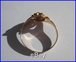 Bague fleur ancienne saphir perles Or rose 18 carats French gold ring 750