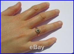 Bague fleur ancienne saphir perles Or rose 18 carats French gold ring 750