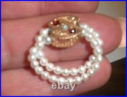 Bague flexible A+ perles rondes réversible grenat antique/perle toboggan taille 6