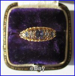 Bague jarretière ancienne de 1863 Saphirs Diamants Or 18 carats Gold 750