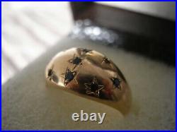 Bague jonc ancienne en or 18 carats etoile rubis saphir emeraude T58