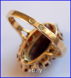 Bague marquise ancienne en or 18k avec des grenats