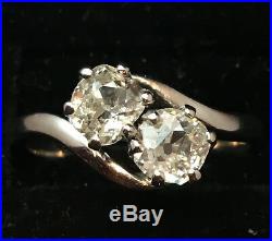 Bague or 18ct sertie de deux diamants taille ancienne