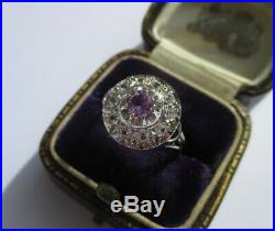 Bague pompadour ancienne Améthyste Or blanc 18 carats French gold ring 750