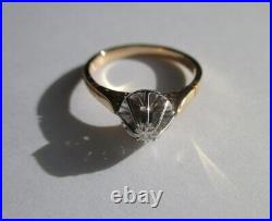 Bague solitaire ancienne Diamant Gold or massif 18 carats 750 2,8g