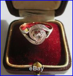 Bague tourbillon ancienne Diamants Or massif 18 carats French gold ring 750
