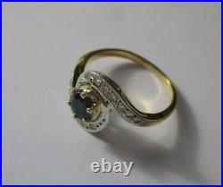 Bague tourbillon ancienne saphir diamants Or 18 carats French gold ring 750